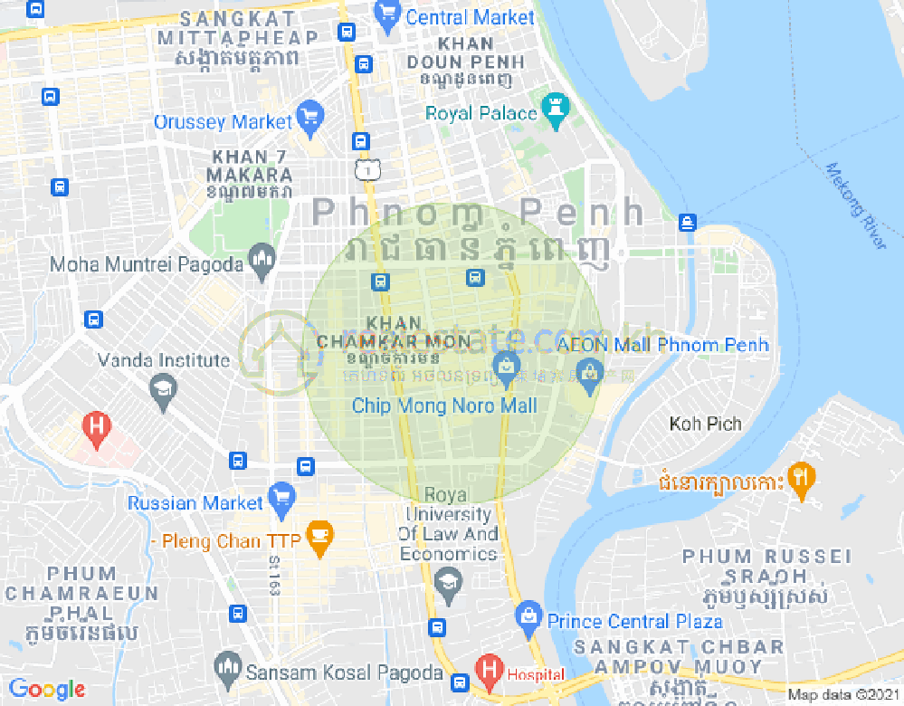 BKK 1, ボンケンコン, プノンペンの地図