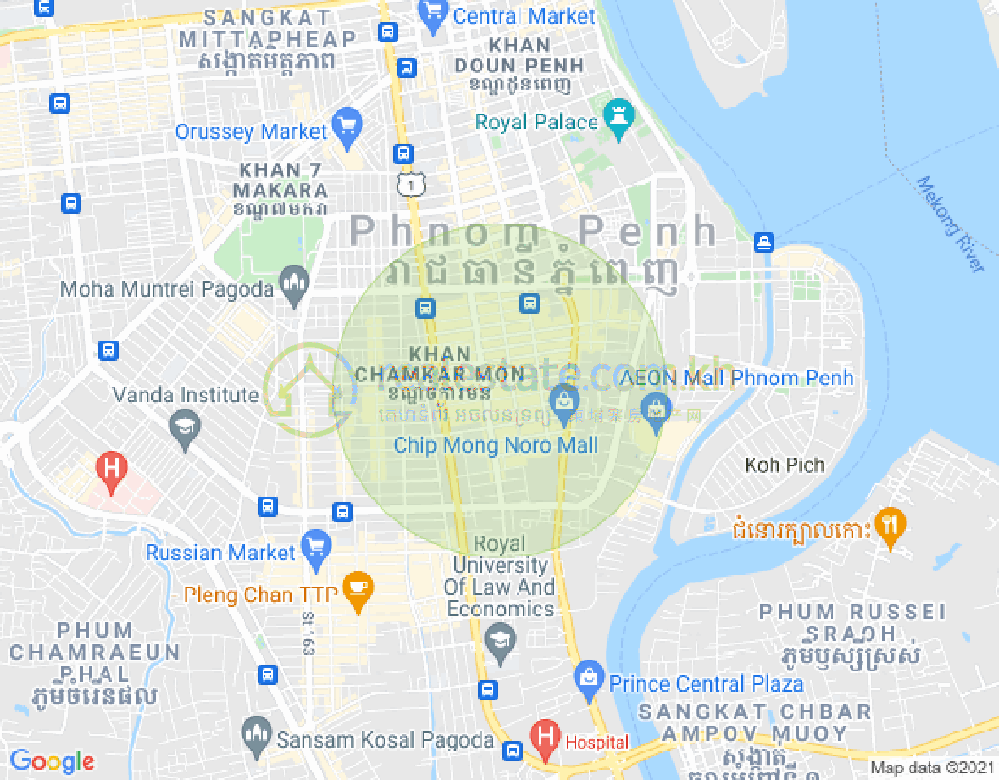 BKK 1, ボンケンコン, プノンペンの地図