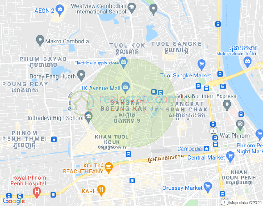 ផែនទី បឹងកក់១, ទួលគោក, ភ្នំពេញ