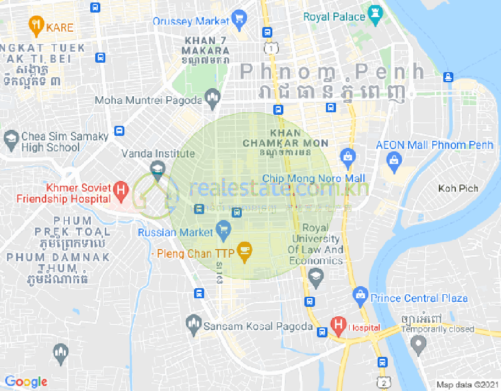 万景岗3分区（BKK3), 波哥堪, 金边地图
