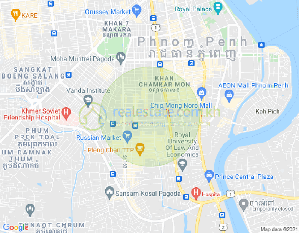 Mapa: BKK 3, Boeng Keng Kang, Phnom Penh