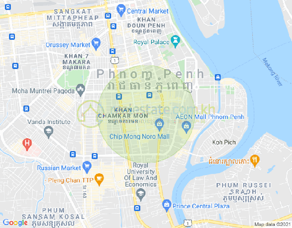 万景岗1分区（BKK1), 波哥堪, 金边地图