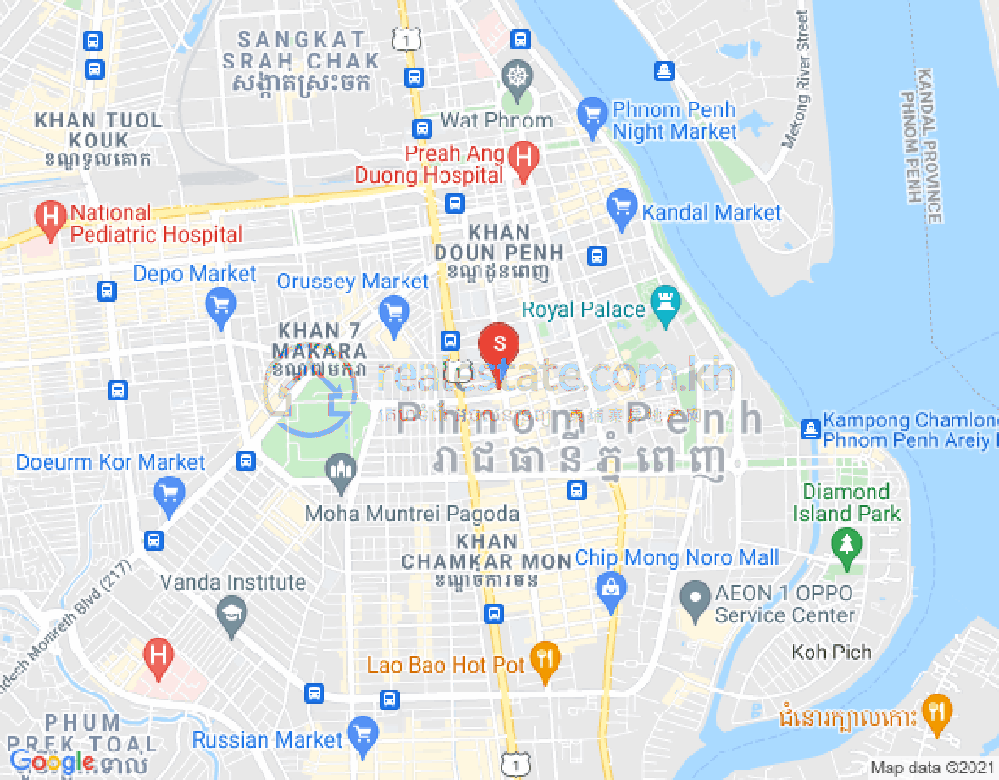 Mapa: Boeng Reang, Daun Penh, Phnom Penh