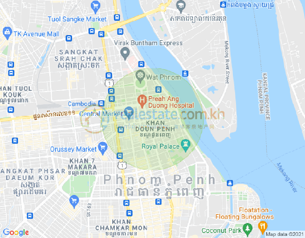 Mapa: Phsar Kandal II, Daun Penh, Phnom Penh