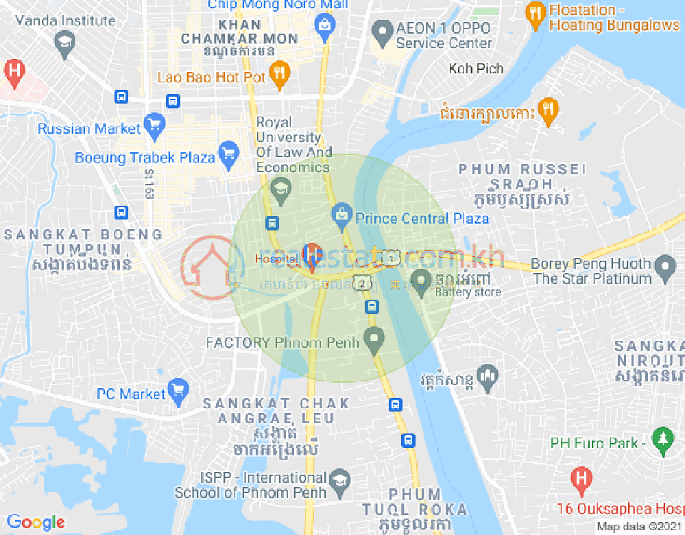 トンレバサック, チャムカモン, プノンペンの地図