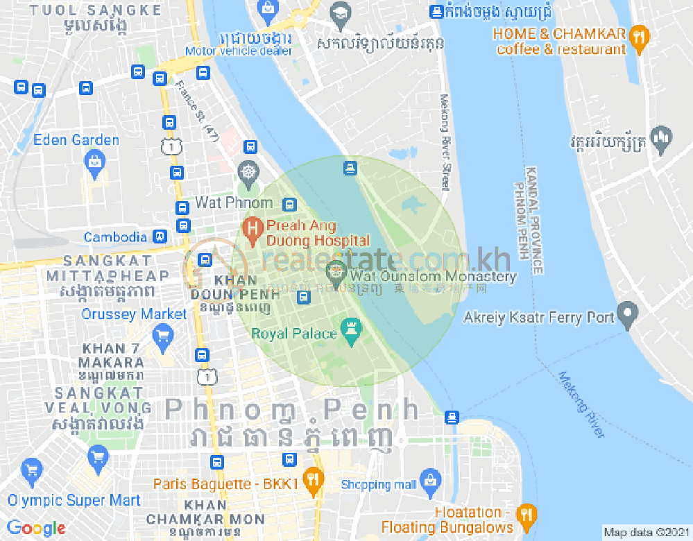 Carte de Phsar Kandal I, Daun Penh, Phnom Penh