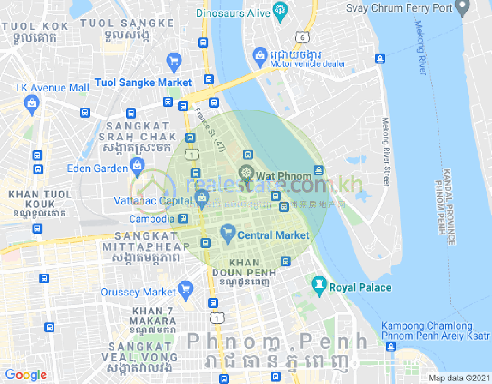 Mapa: Phsar Kandal II, Daun Penh, Phnom Penh