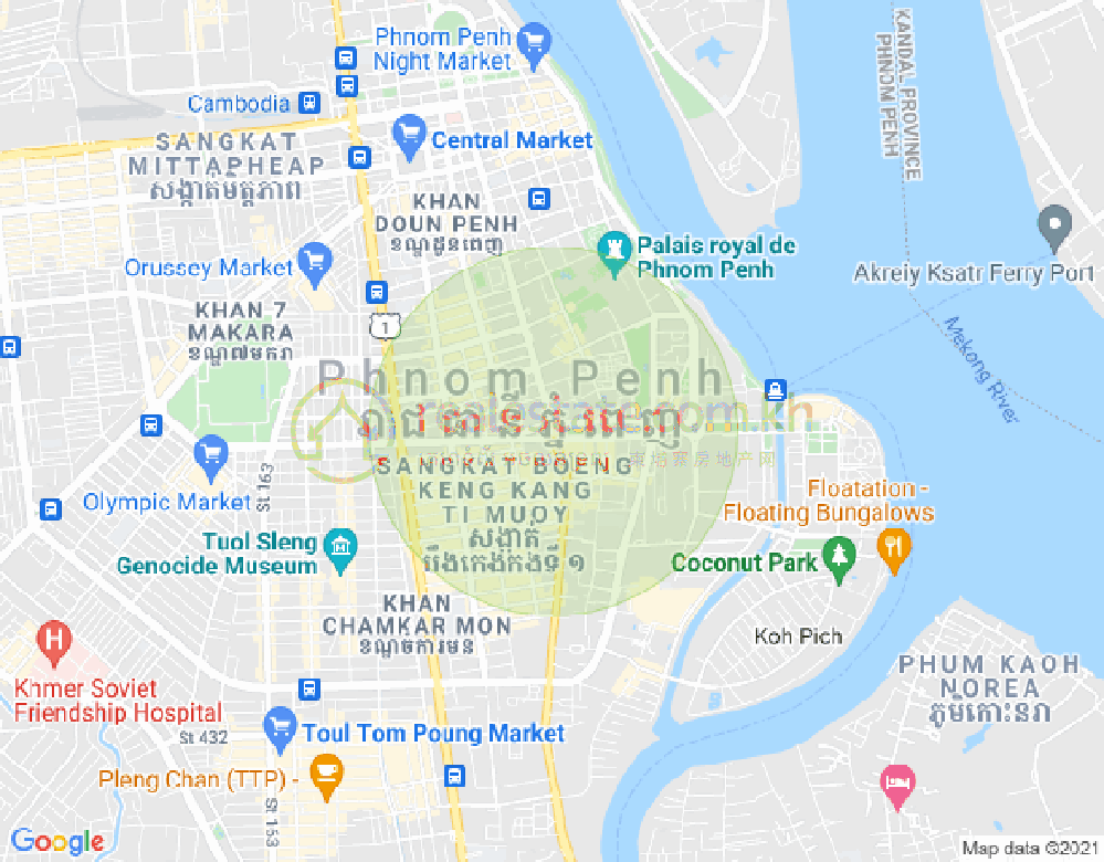 Карта Тонле Бассак, Чамкармон, Пномпень