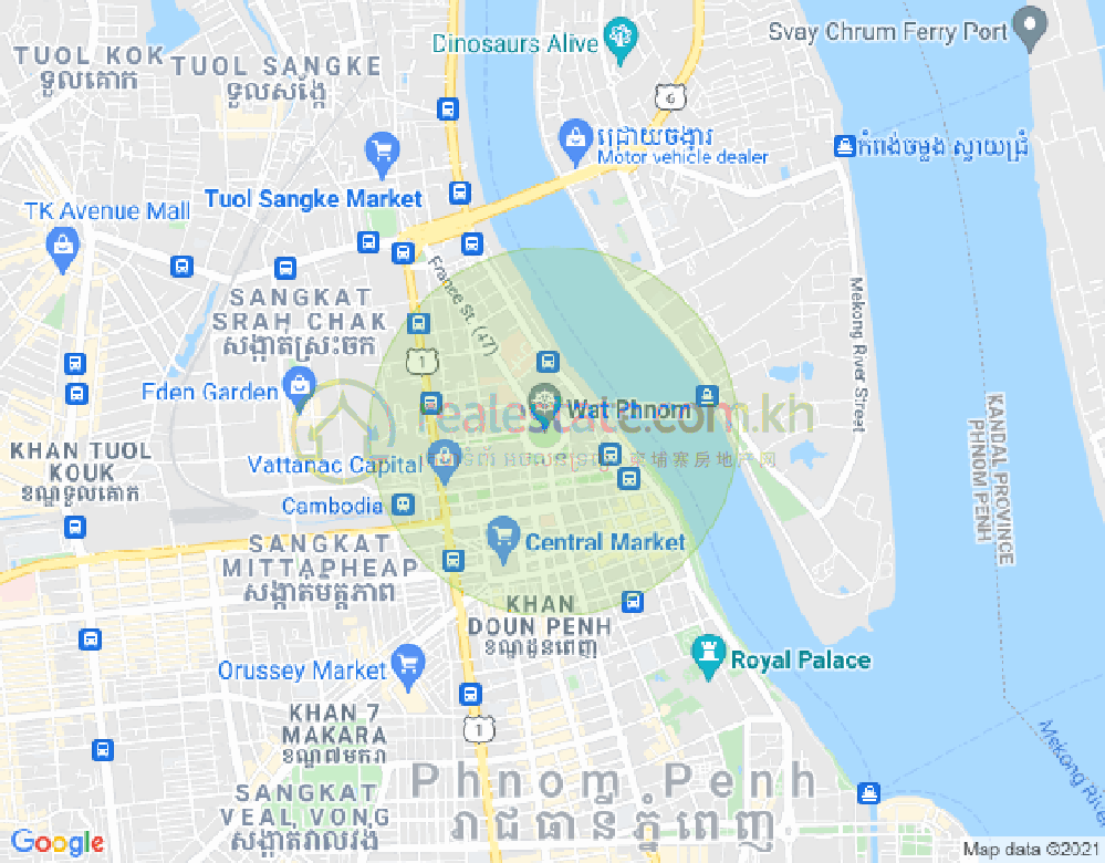 ផែនទី វត្តភ្នំ, ដូនពេញ, ភ្នំពេញ