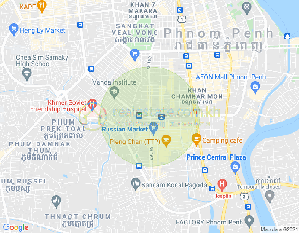 ផែនទី ទន្លេបាសាក់, ចំការមន, ភ្នំពេញ