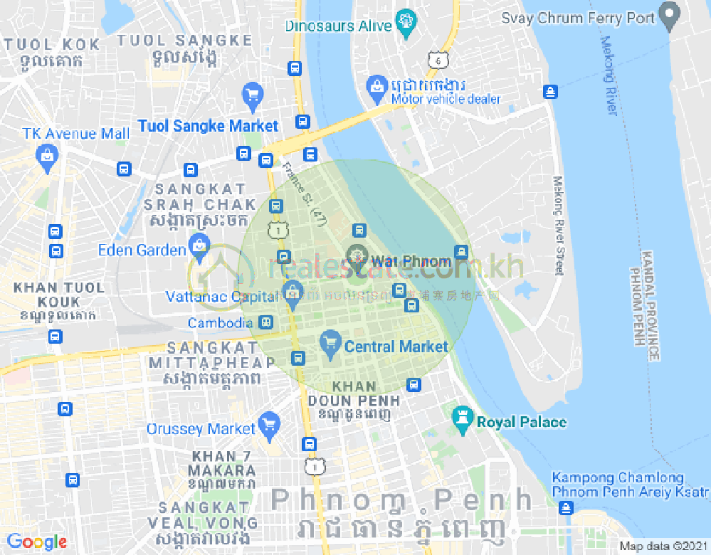 塔仔山, 隆边区, 金边地图