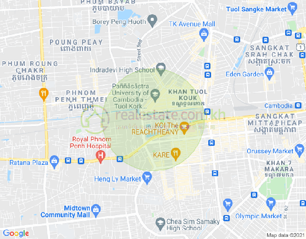 Mapa: Boeung Kak 2, Toul Kork, Phnom Penh