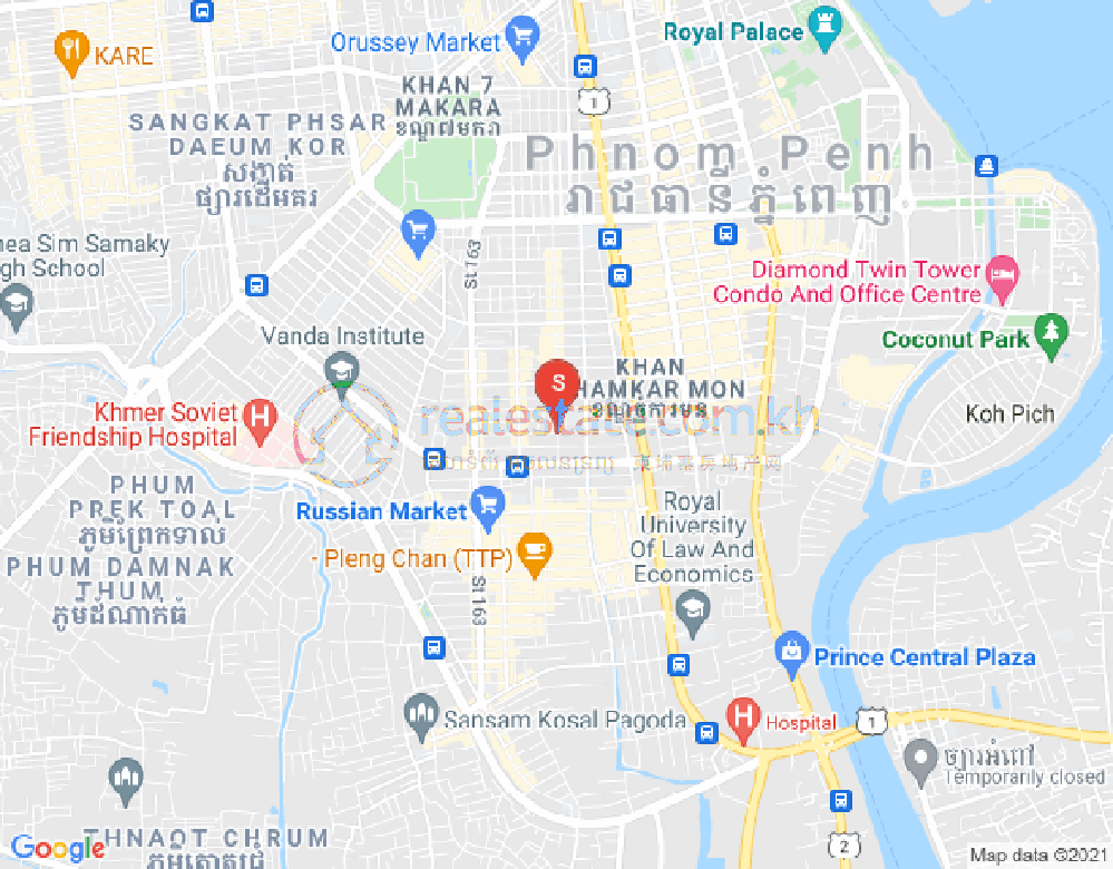 Mapa: BKK 3, Boeng Keng Kang, Phnom Penh