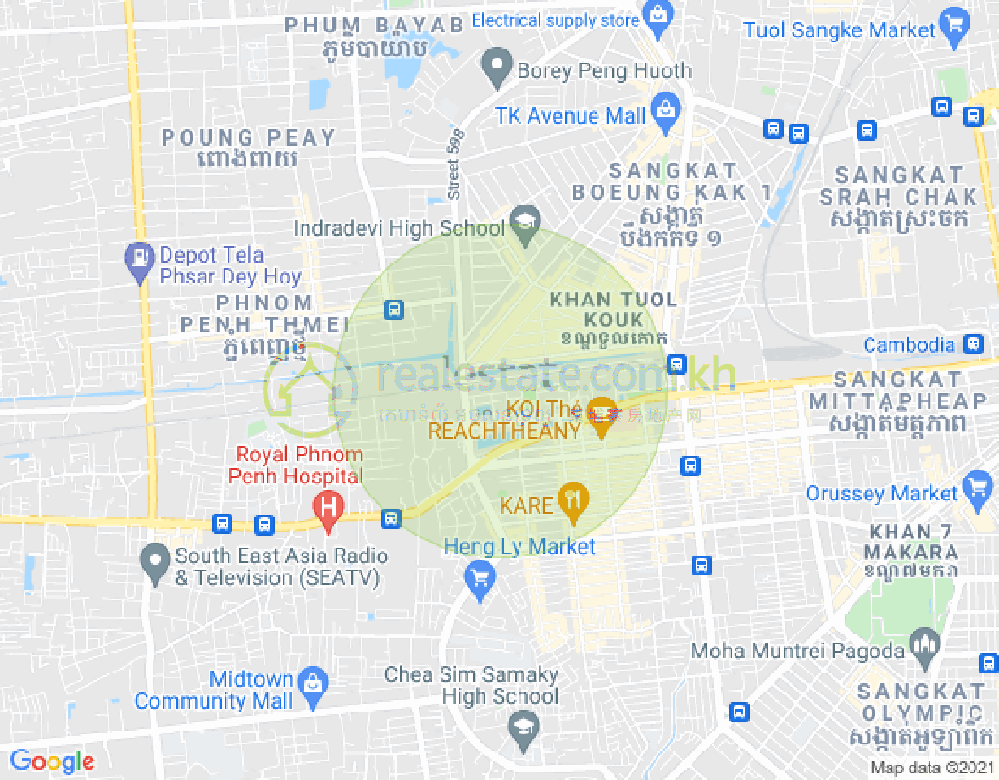 Tuek L'ak 3镇, 堆谷区, 金边地图