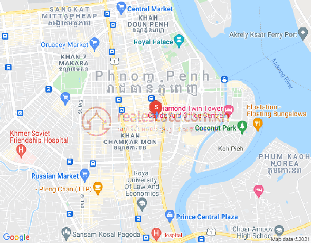 Mapa: BKK 1, Boeng Keng Kang, Phnom Penh