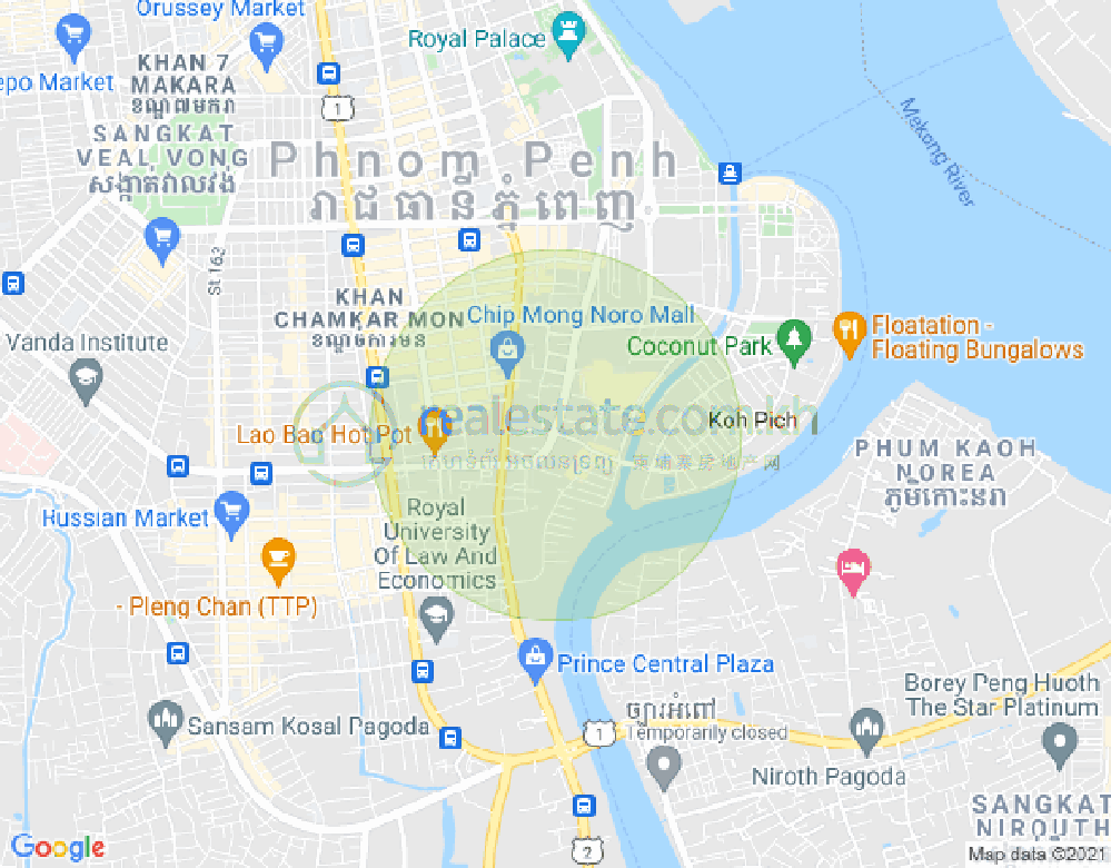 백색하구역, 짬까몬, 프놈펜 지도