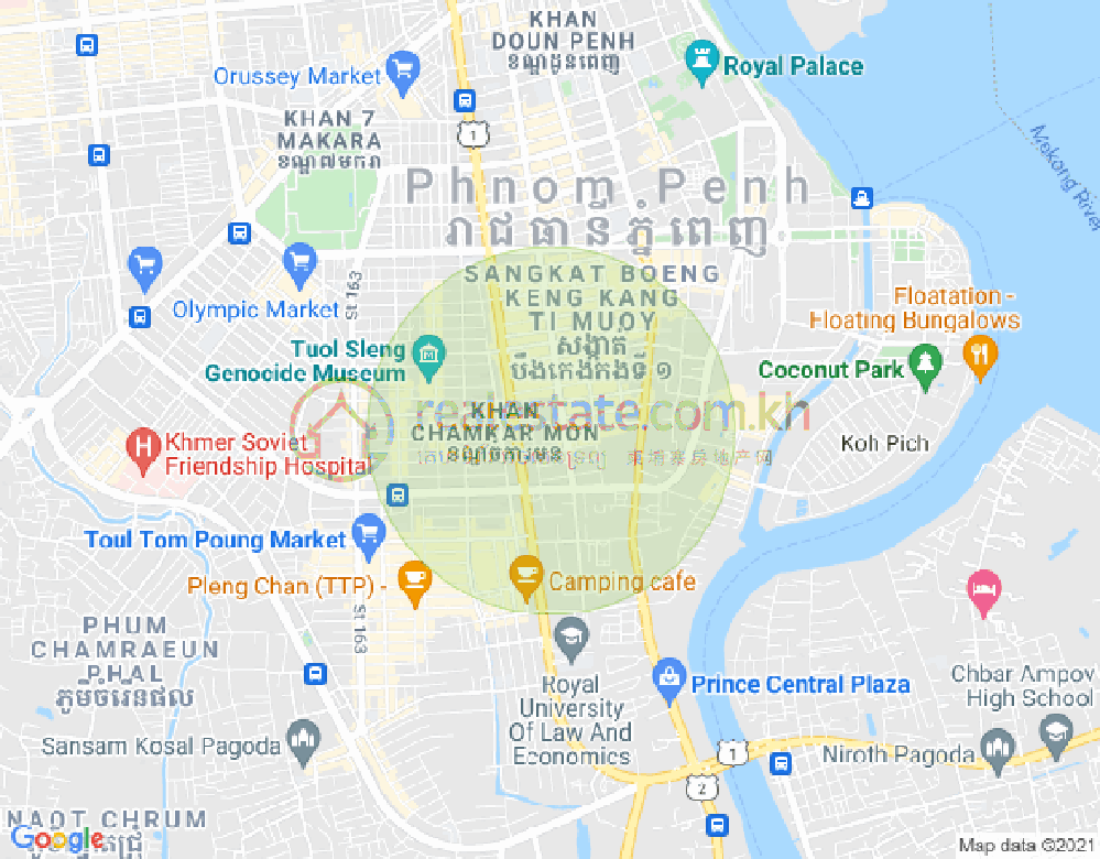 BKK 1, ボンケンコン, プノンペンの地図