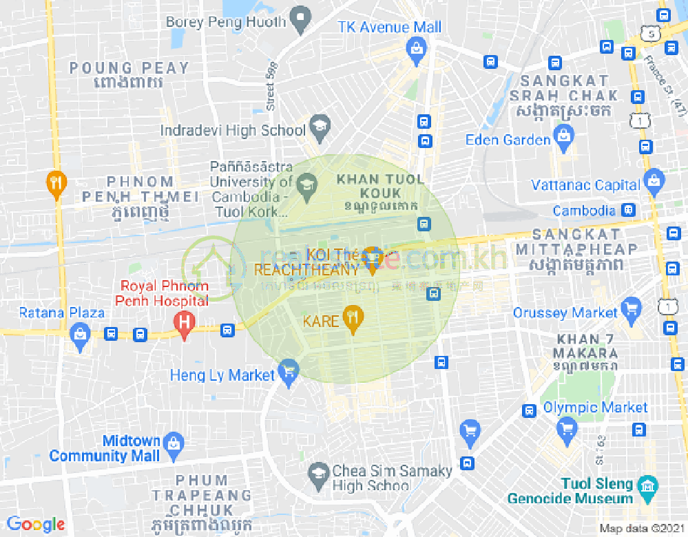Map of Boeung Kak 1, Toul Kork, Phnom Penh