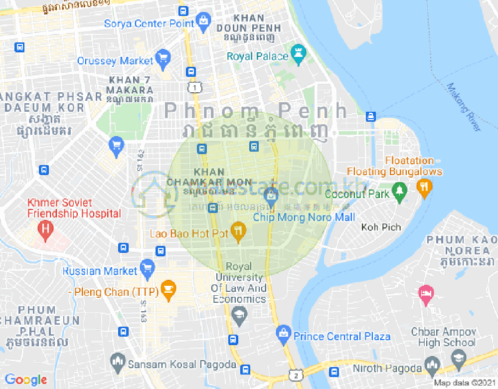 万景岗1分区（BKK1), 波哥堪, 金边地图