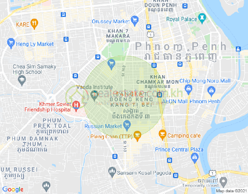 万景岗1分区（BKK1), 波哥堪, 金边地图