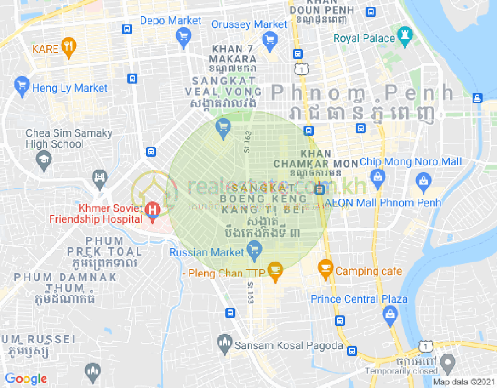 BKK 1, ボンケンコン, プノンペンの地図