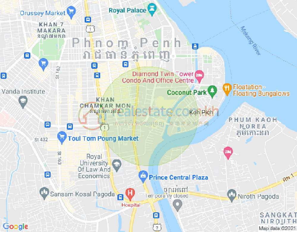 ផែនទី ទន្លេបាសាក់, ចំការមន, ភ្នំពេញ