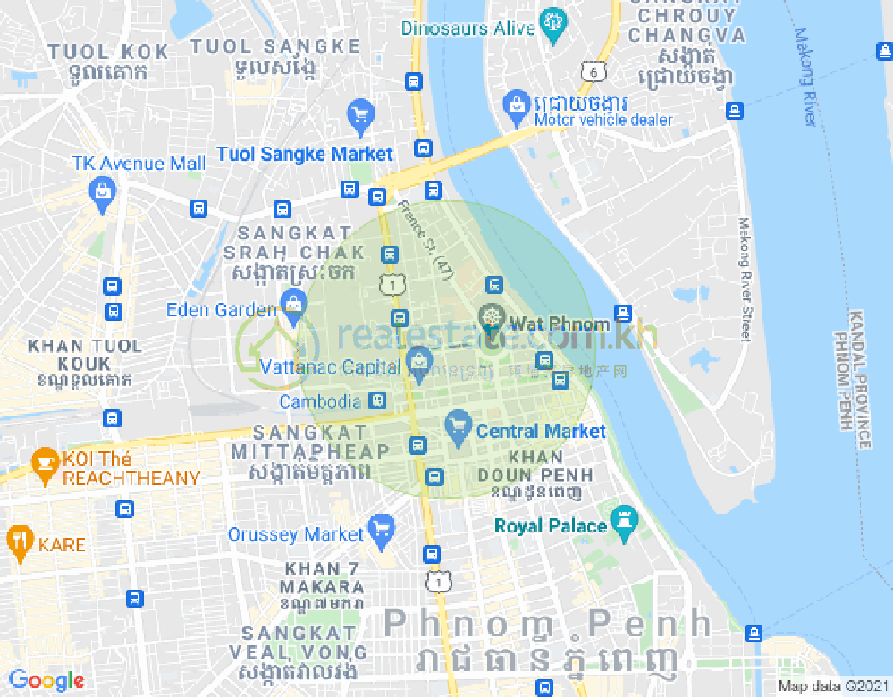 Mapa: Boeng Reang, Daun Penh, Phnom Penh