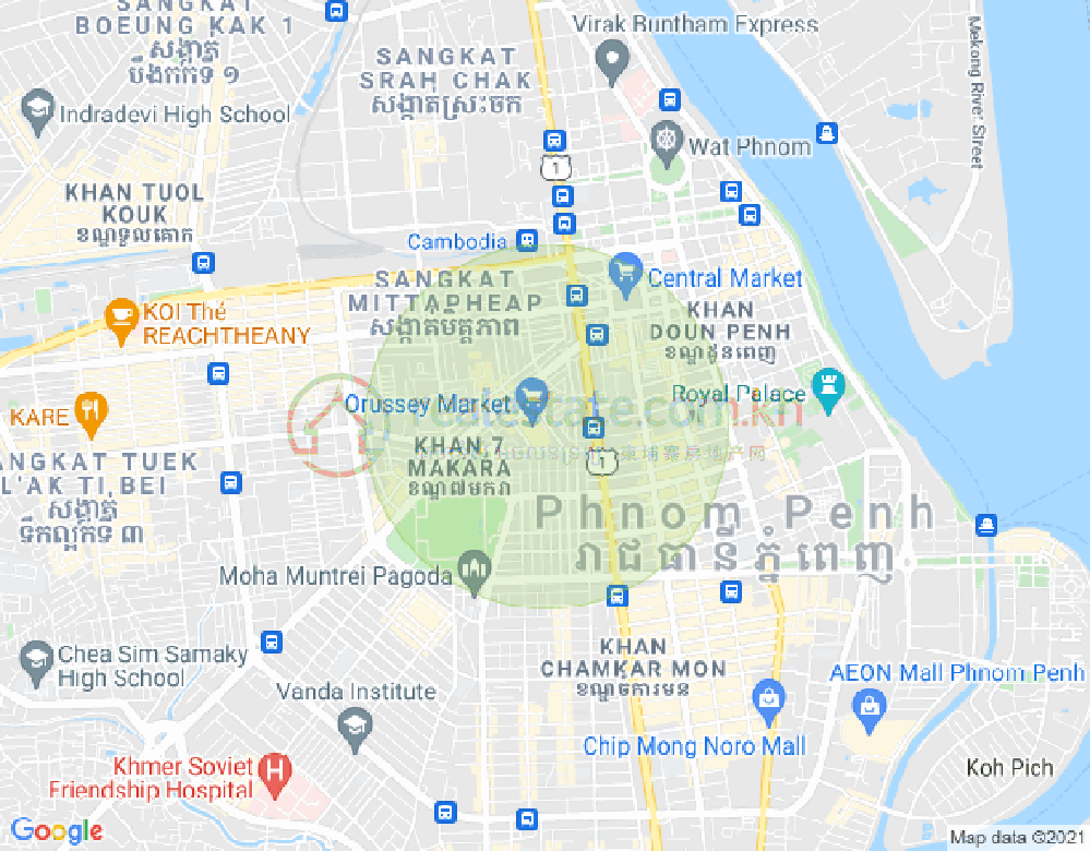 Mapa: Ou Ruessei 1, 7 Makara, Phnom Penh