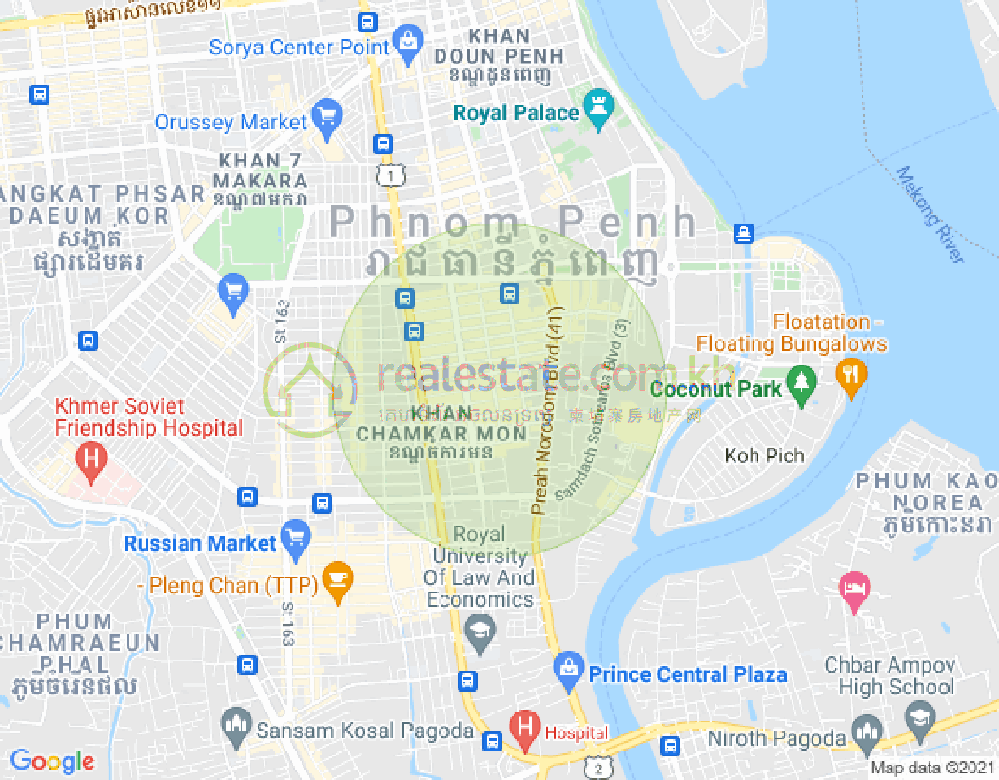 BKK 1, ボンケンコン, プノンペンの地図