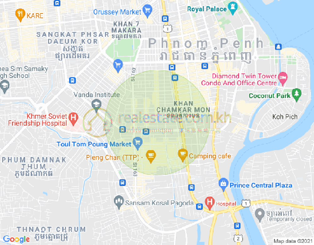 Map of BKK 3, Boeng Keng Kang, Phnom Penh