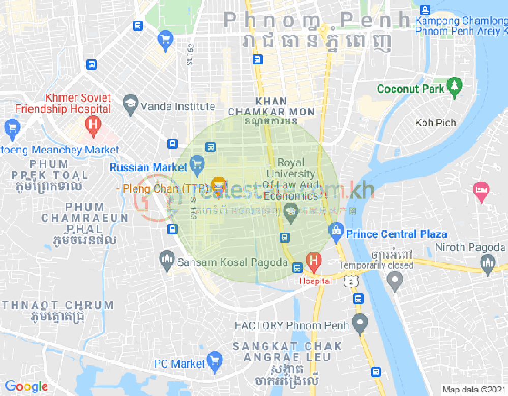 Mapa: Boeung Trabek, Chamkarmon, Phnom Penh