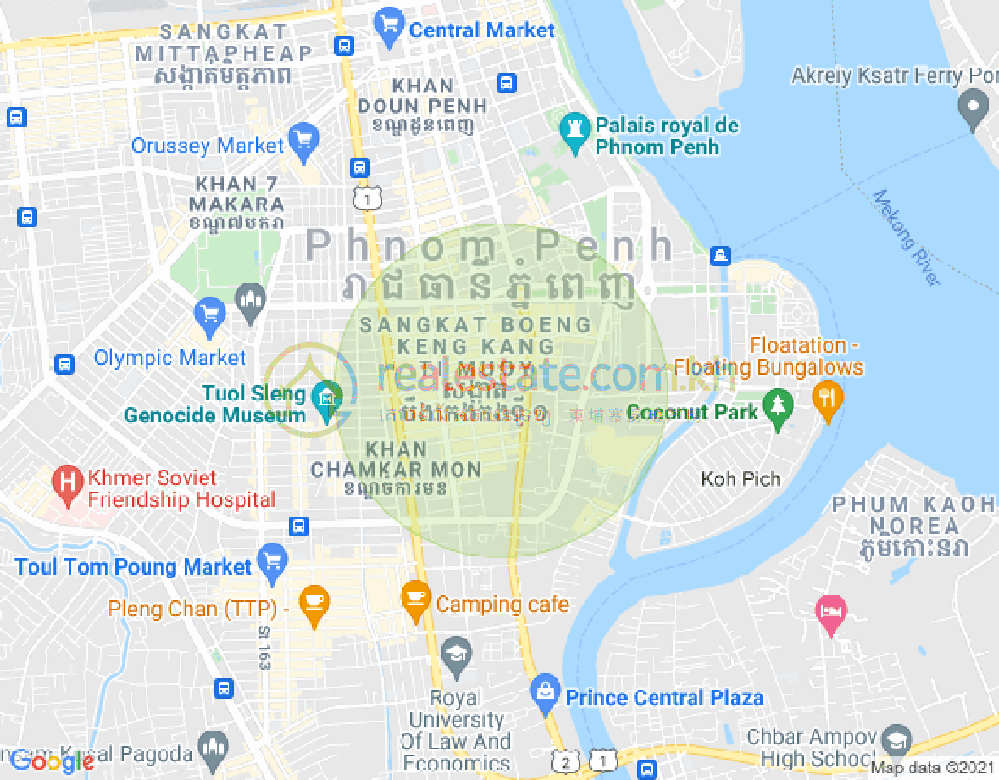 Mapa: Bkk, BKK 1, Boeng Keng Kang, Phnom Penh