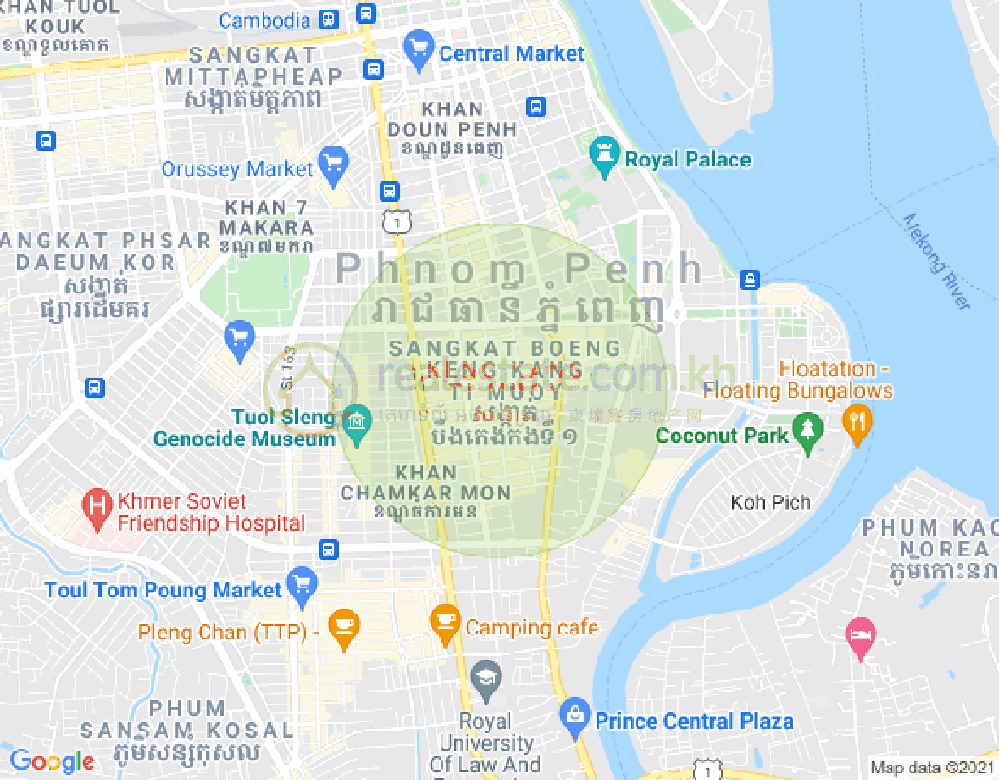 Carte de BKK 1, Boeng Keng Kang, Phnom Penh