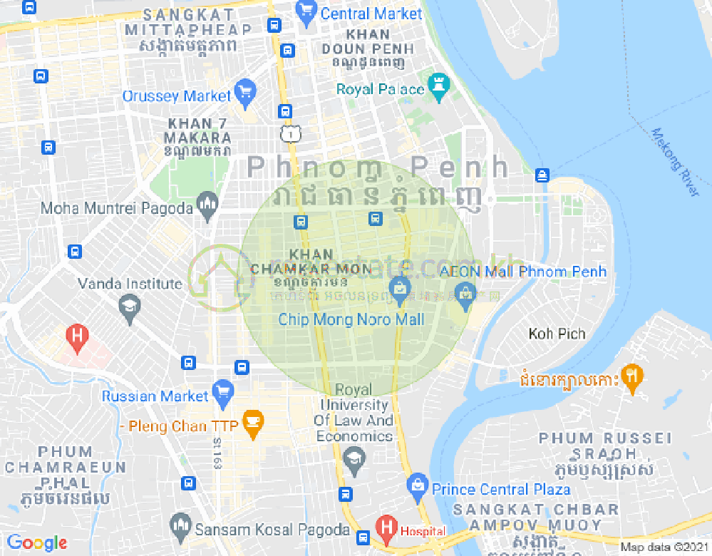BKK 1, ボンケンコン, プノンペンの地図