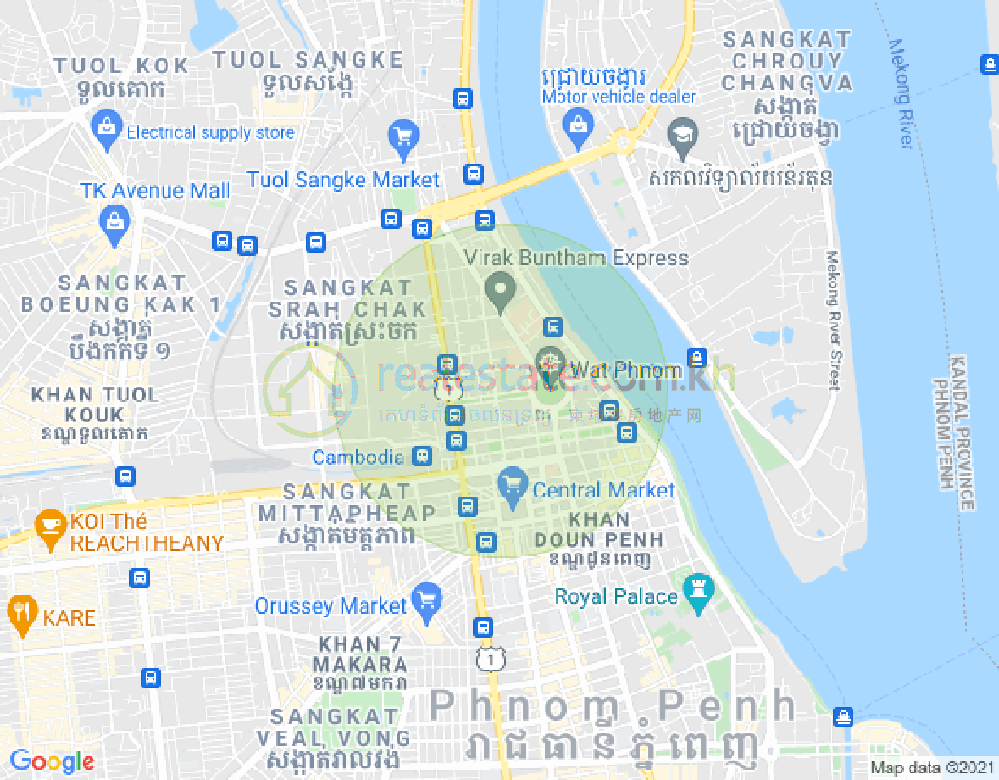Mapa: Wat Phnom, Daun Penh, Phnom Penh