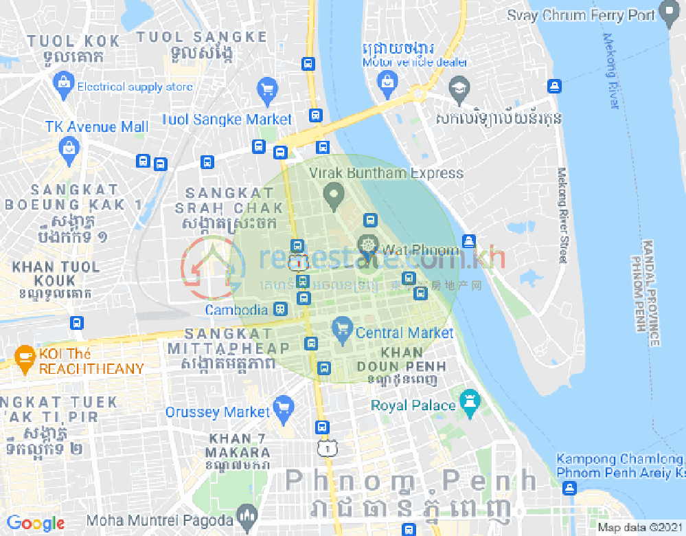 แผนที่ วัดพนม, ดวนป็ญ, พนมเปญ