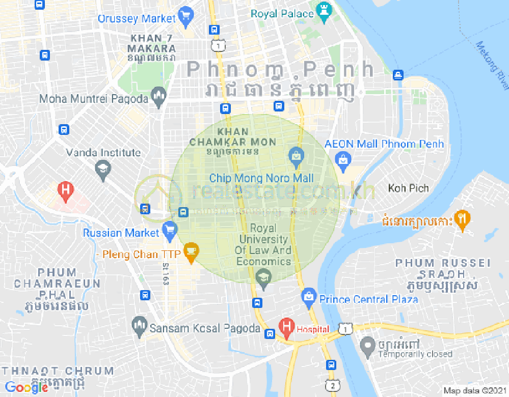 St.398, 万景岗1分区（BKK1), 波哥堪, 金边地图