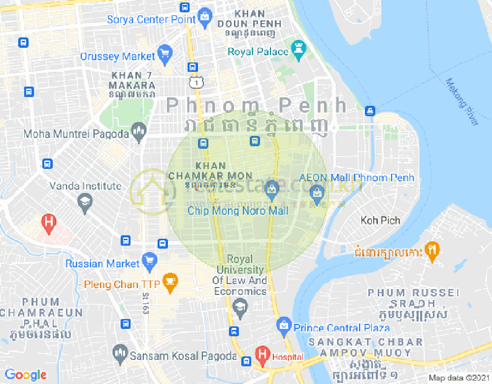 BKK 1, ボンケンコン, プノンペンの地図