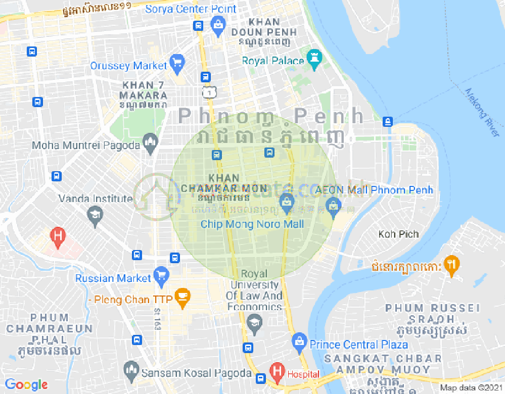 Mapa: BKK 1, Boeng Keng Kang, Phnom Penh