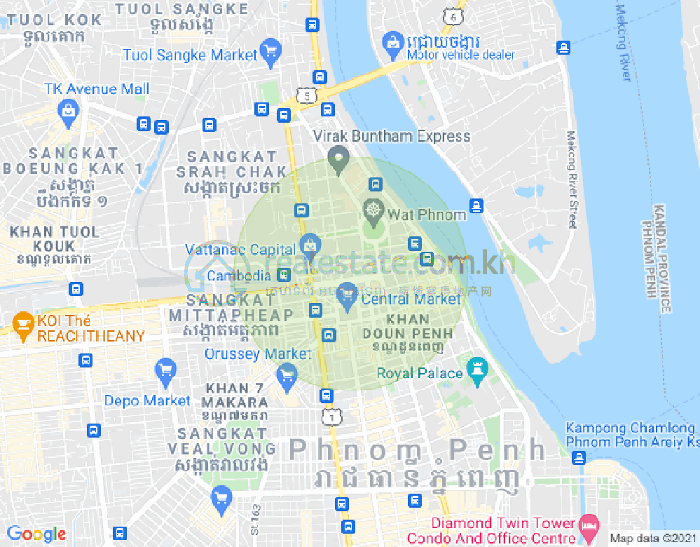 塔仔山, 隆边区, 金边地图