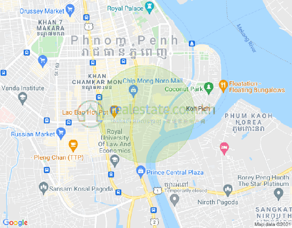 Карта Тонле Бассак, Чамкармон, Пномпень