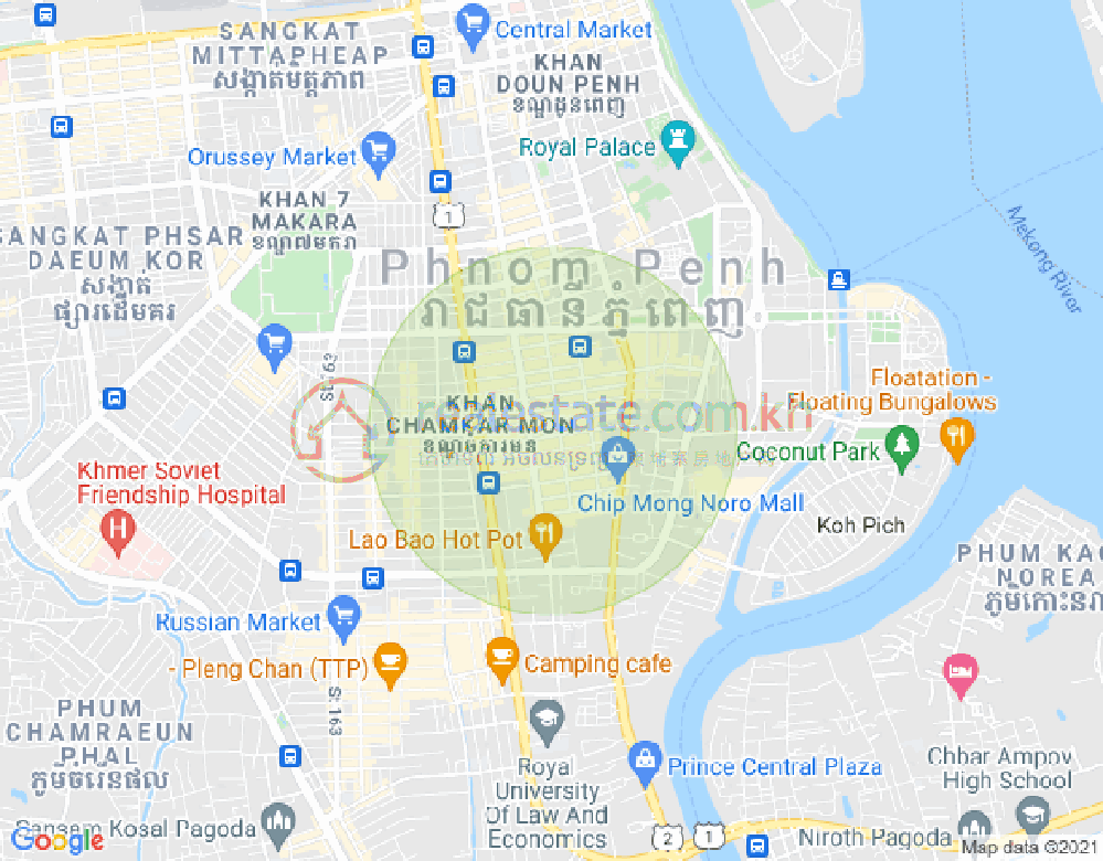 万景岗1分区（BKK1), 波哥堪, 金边地图