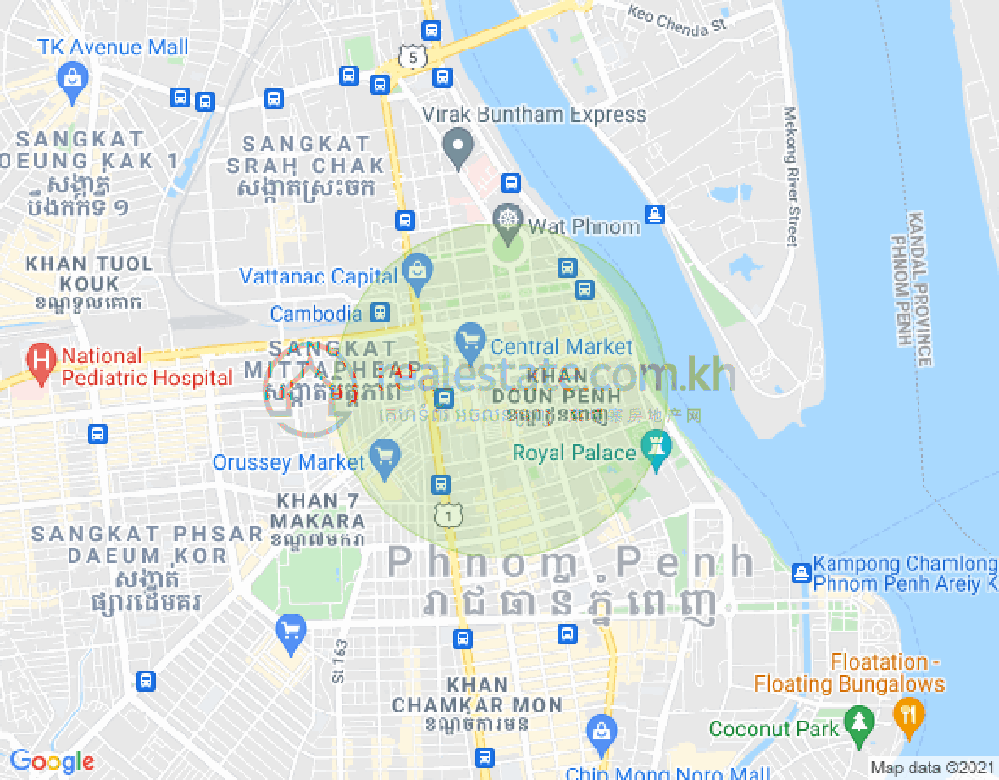 Mapa: Phsar Thmei II, Daun Penh, Phnom Penh