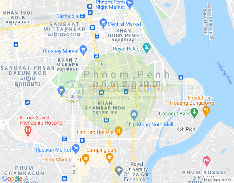 BKK 1, ボンケンコン, プノンペンの地図