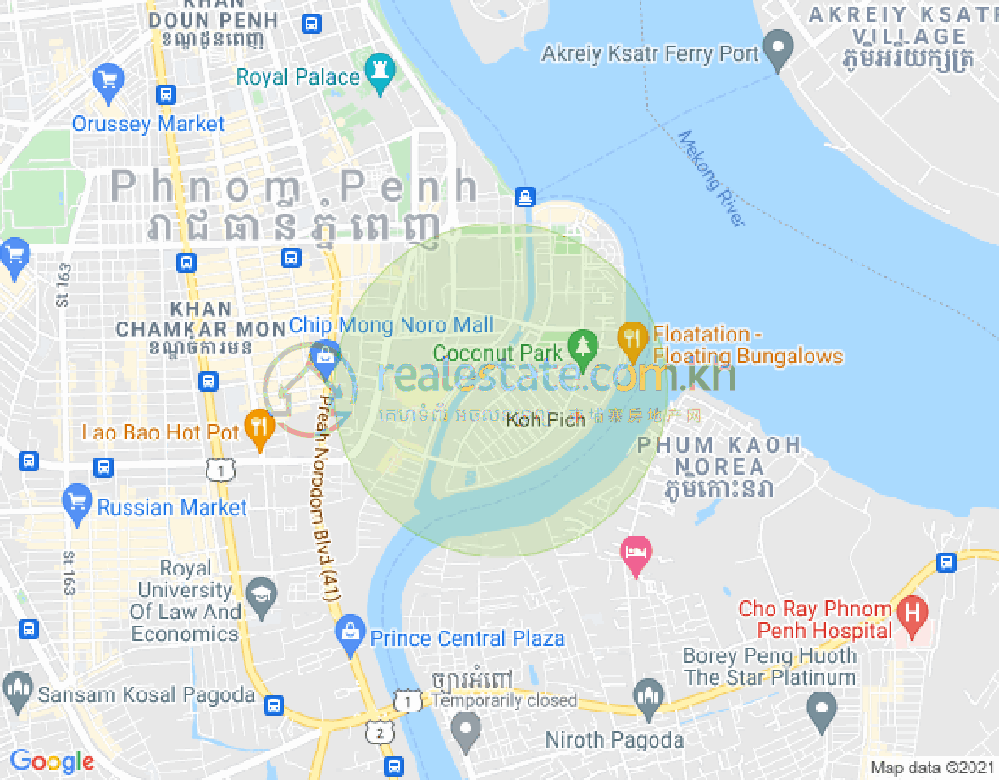 Карта Тонле Бассак, Чамкармон, Пномпень