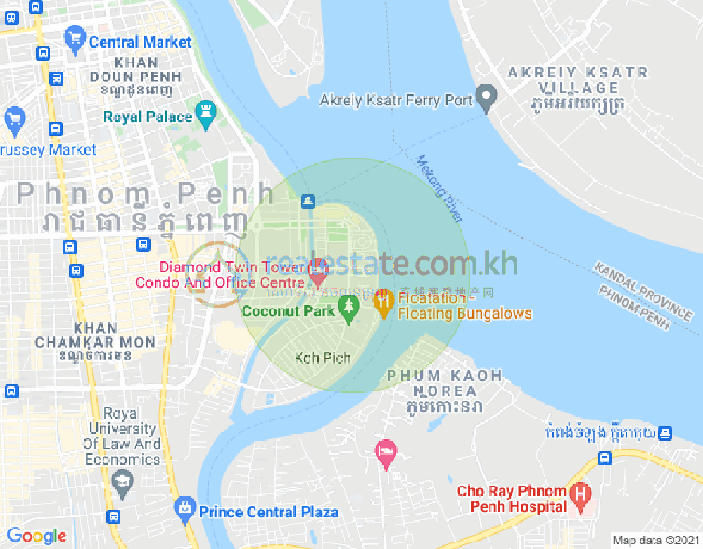 Map of Tonle Bassac, Chamkarmon, Phnom Penh