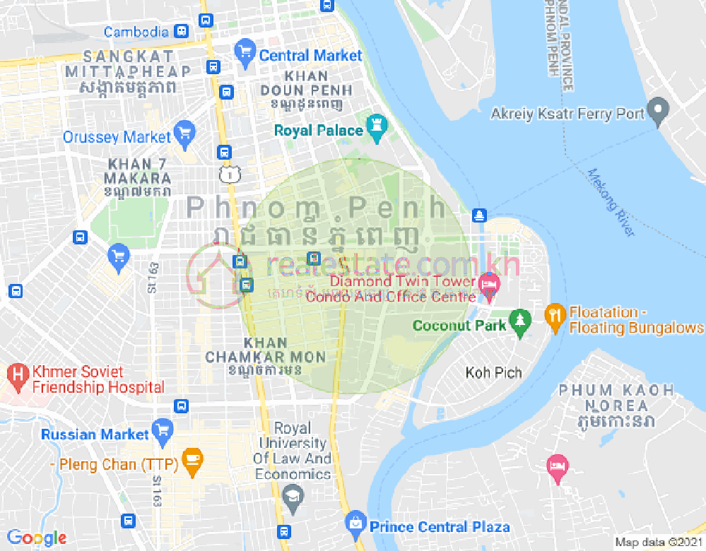 Карта Тонле Бассак, Чамкармон, Пномпень
