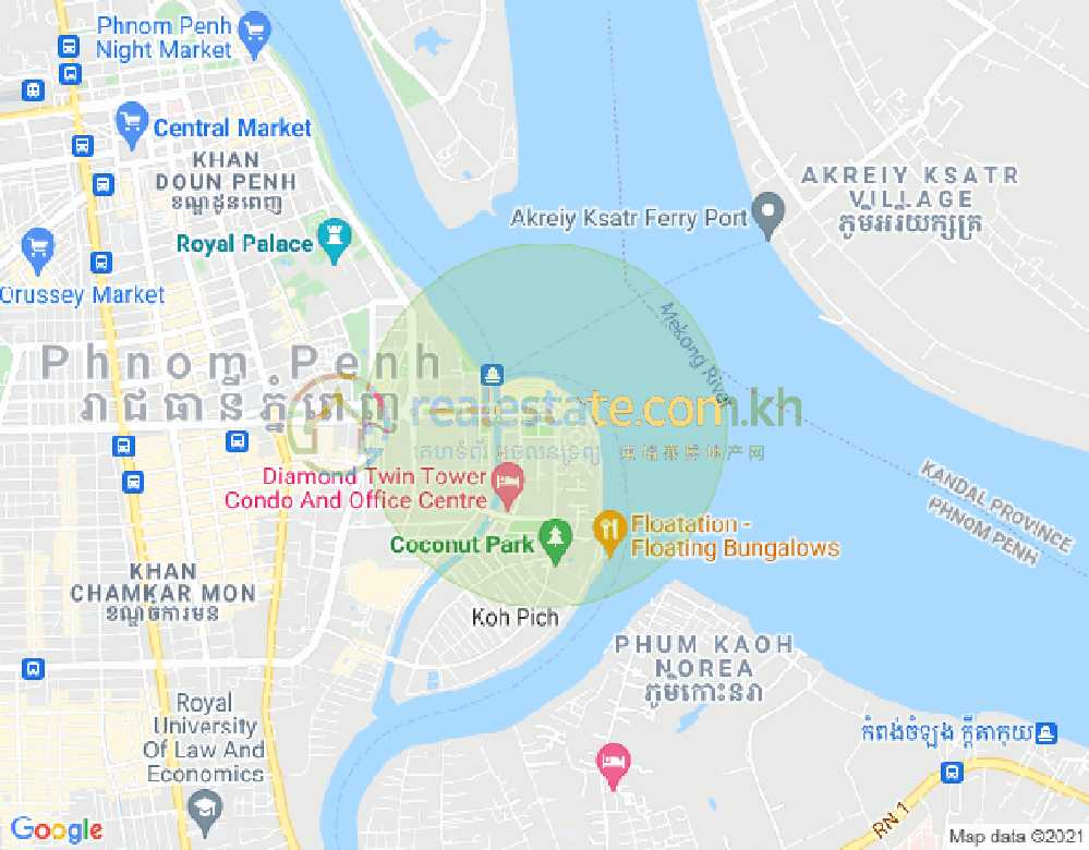 Map of Tonle Bassac, Chamkarmon, Phnom Penh