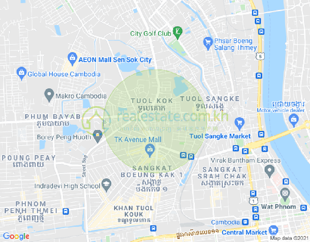 吐尔桑克, 雷西郊区, 金边地图