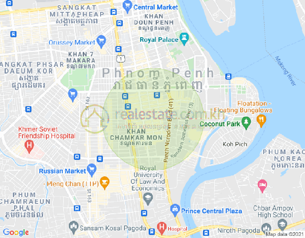 万景岗1分区（BKK1), 波哥堪, 金边地图